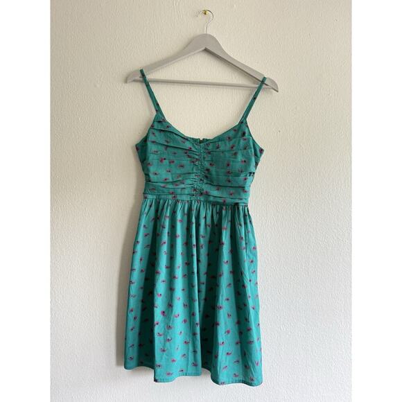 Roxy Sundress Mini Sleeveless Dress Y2K‎ Green Paisley Print Beach Size M - Picture 1 of 7